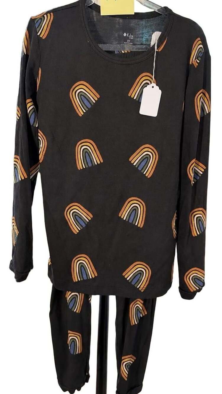 Bamboo Kyte BABY Toddler Pajama 2 pc Set  5T Rust Rainbow on Midnight